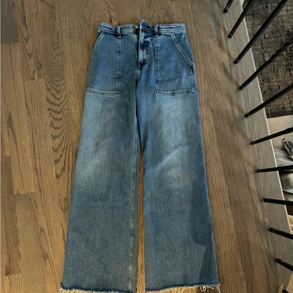 Pistola Penny Utility / Penny High Rise Wide Leg Jeans with Frayed Hem